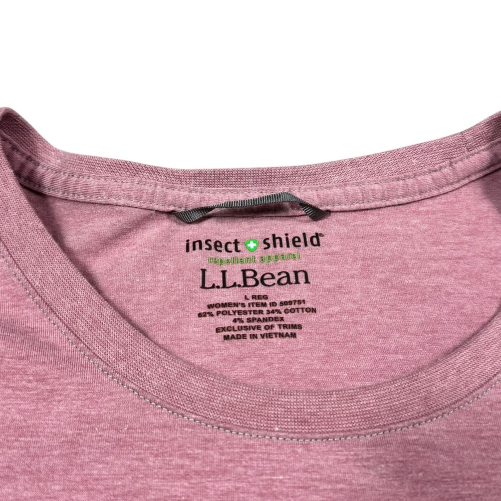 L.L. Bean Insect Shield Repellent Apparel Pink Long Sleeve Shirt Women's L FLAWS - Picture 6 of 9